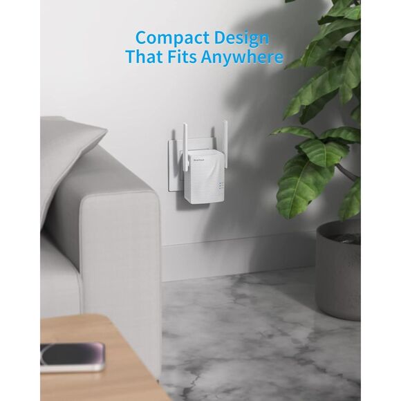 NIB-BrosTrend WiFi Extender AC1200 WiFi Booster and Signal Amplifier 1200Mbps - Picture 6 of 6